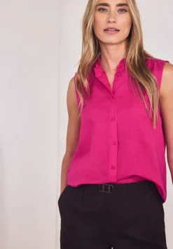 Linnen blouse met ruches