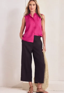 Linnen blouse met ruches