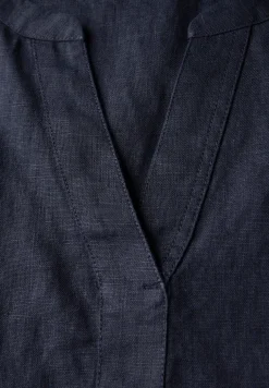 Linnen jurk met gespleten hals