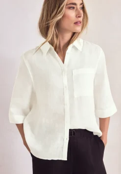 Linnen blouse met 3/4 mouwen