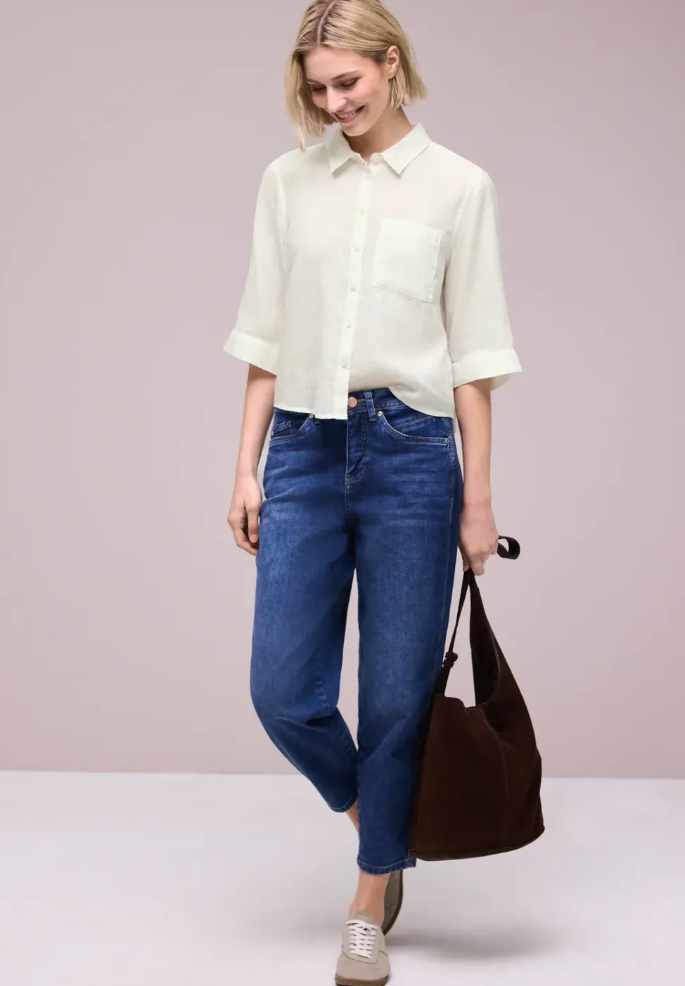 Linnen blouse met 3/4 mouwen