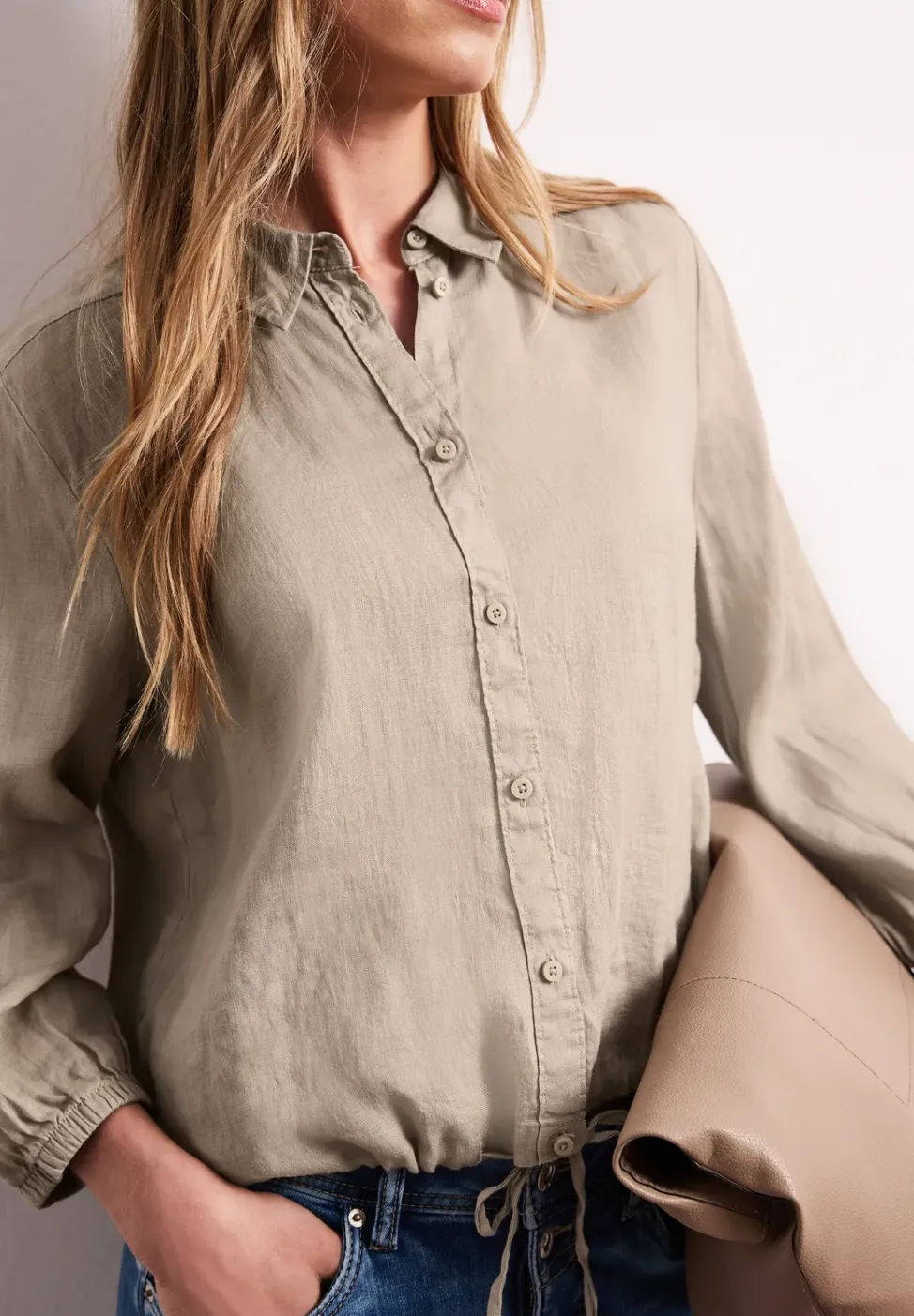 Linnen blouse met 3/4 mouwen