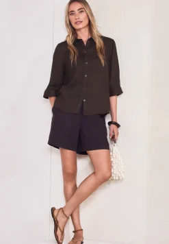 Linnen blouse met 3/4 mouwen