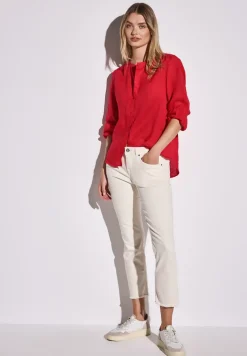 Linnen blouse met ronde hals