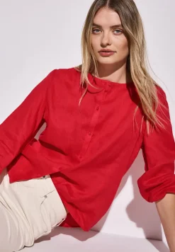 Linnen blouse met ronde hals