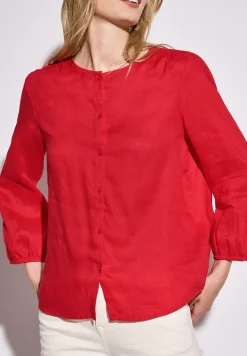 Linnen blouse met ronde hals