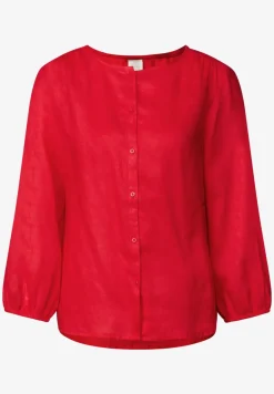 Linnen blouse met ronde hals