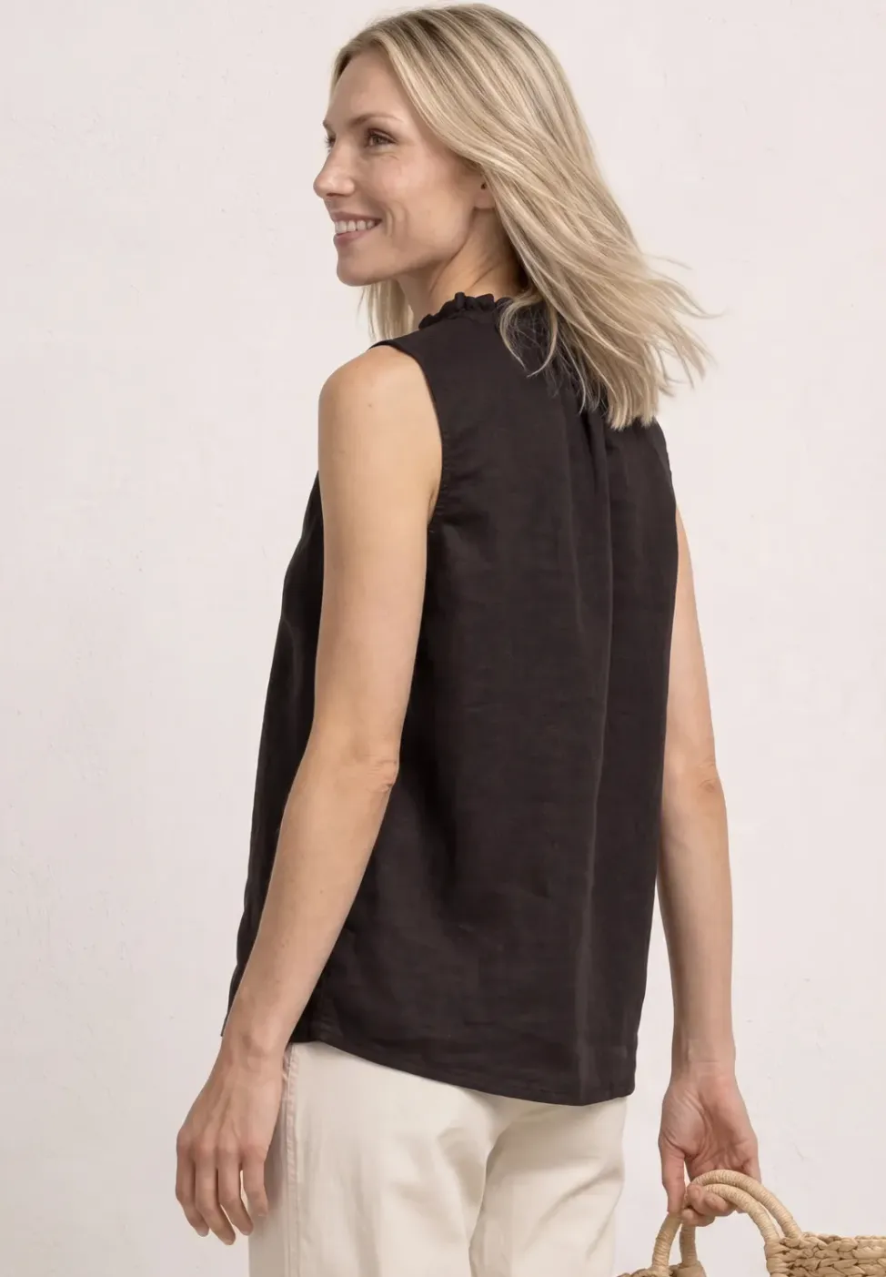 Linnen blouse met ruches