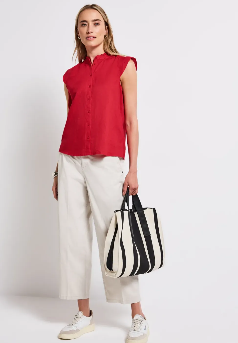 Linnen blouse met ruches