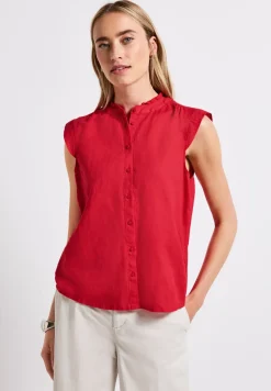 Linnen blouse met ruches