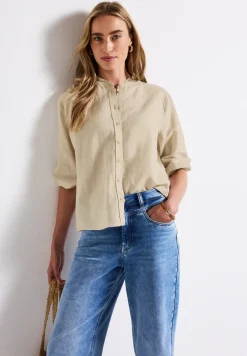 Linnen blouse met ruches