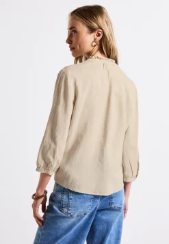 Linnen blouse met ruches