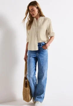 Linnen blouse met ruches