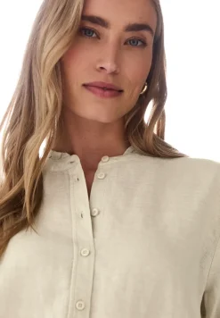 Linnen blouse met ruches