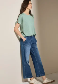 Linnen look shirt met glitter