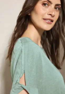 Linnen look shirt met glitter