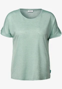 Linnen look shirt met glitter