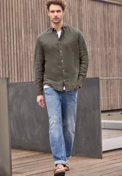 Linnen shirt met lange mouwen