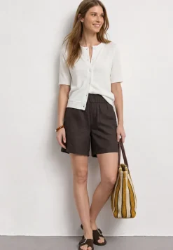 Linnen shorts met paperbag tailleband
