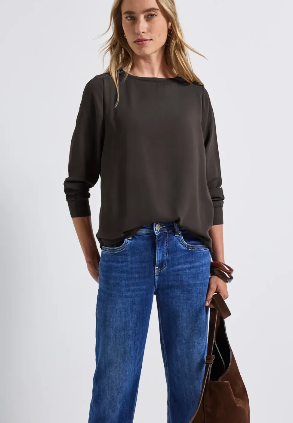 Materiaalmix chiffon shirt