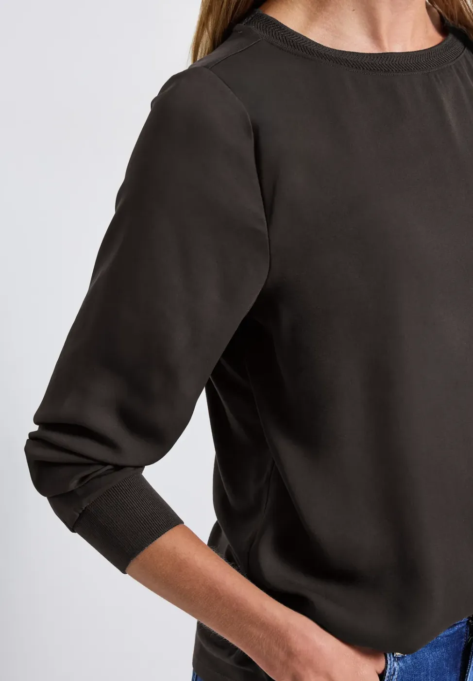 Materiaalmix chiffon shirt
