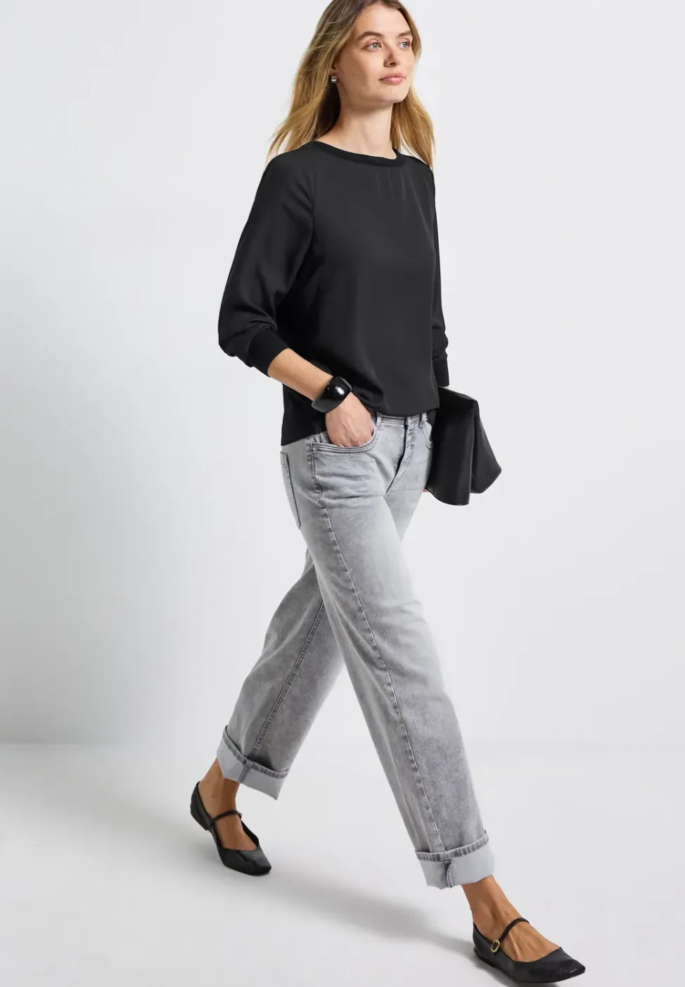Materiaalmix chiffon shirt