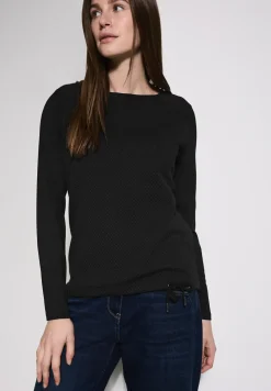 Materiaalmix shirt met lange mouwen