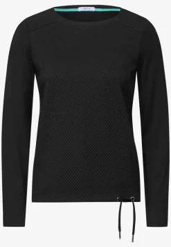 Materiaalmix shirt met lange mouwen