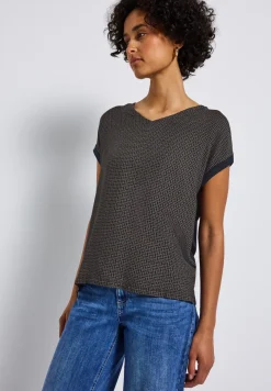 Materiaalmix V-hals Shirt