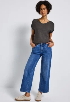 Materiaalmix V-hals Shirt