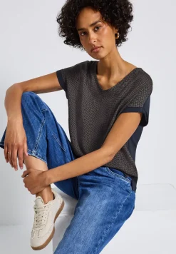 Materiaalmix V-hals Shirt