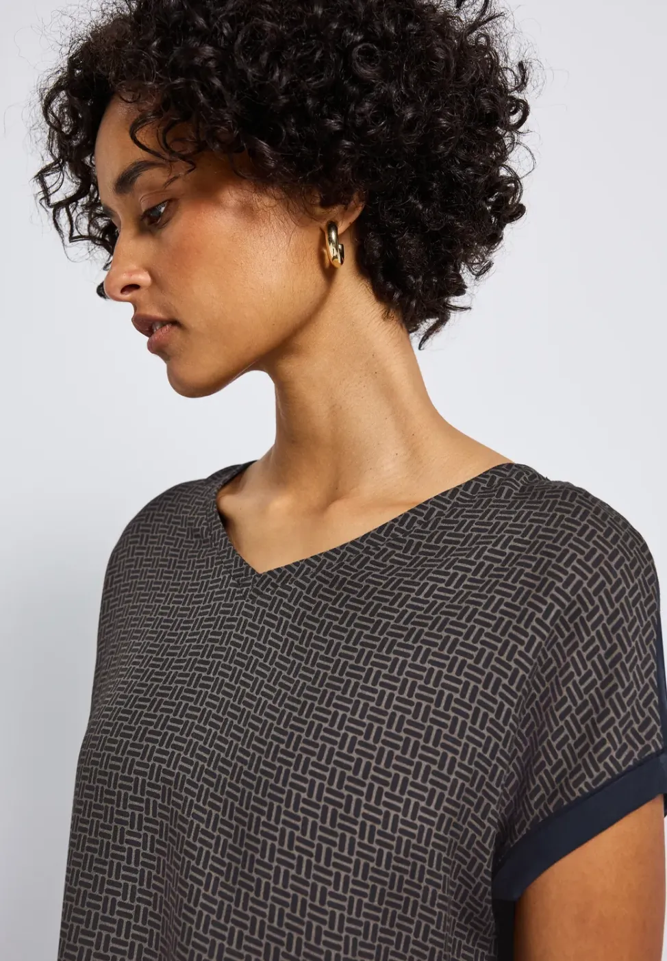 Materiaalmix V-hals Shirt