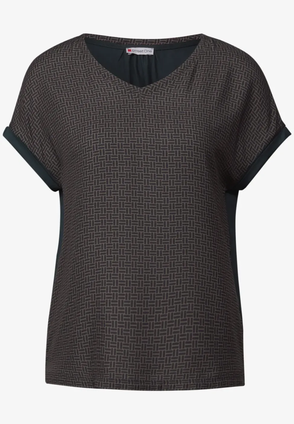 Materiaalmix V-hals Shirt