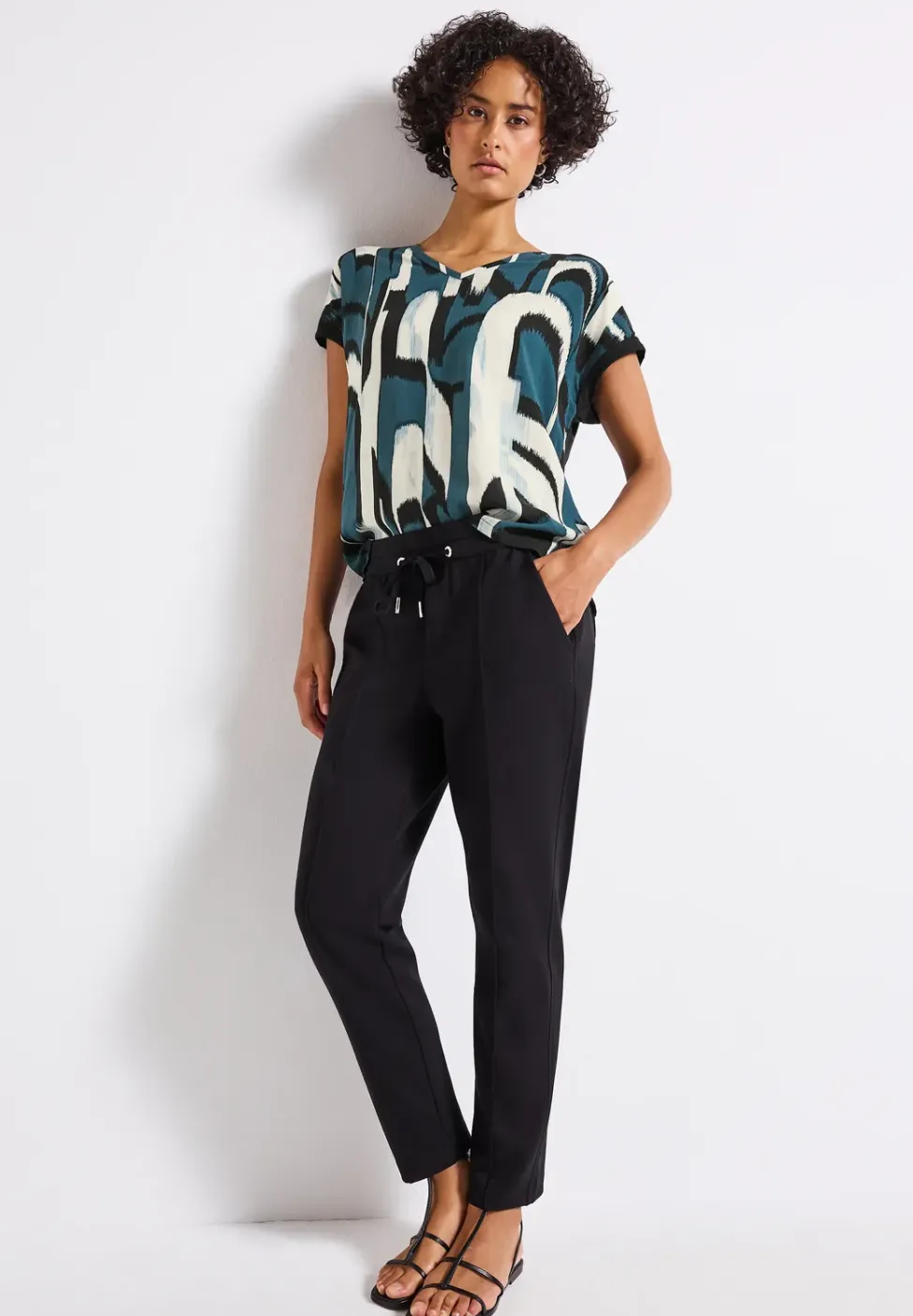 Materiaalmix V-hals Shirt