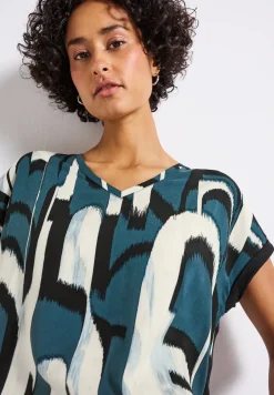 Materiaalmix V-hals Shirt