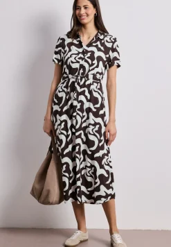 Maxi-jurk met overhemdkraag en print