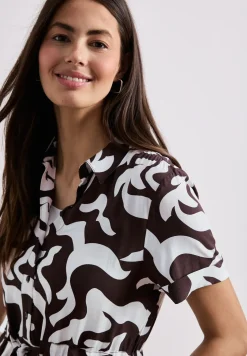 Maxi-jurk met overhemdkraag en print