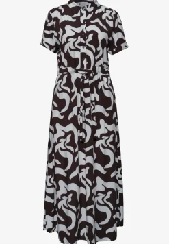 Maxi-jurk met overhemdkraag en print