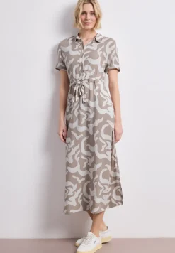 Maxi-jurk met overhemdkraag en print