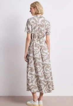 Maxi-jurk met overhemdkraag en print