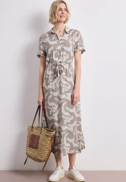 Maxi-jurk met overhemdkraag en print