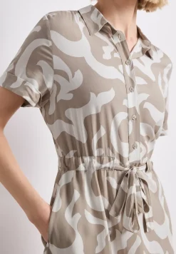 Maxi-jurk met overhemdkraag en print
