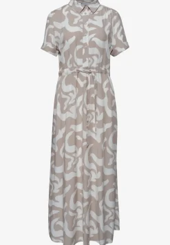 Maxi-jurk met overhemdkraag en print