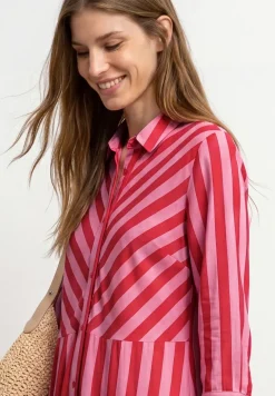 Maxi-jurk met overhemdkraag en print