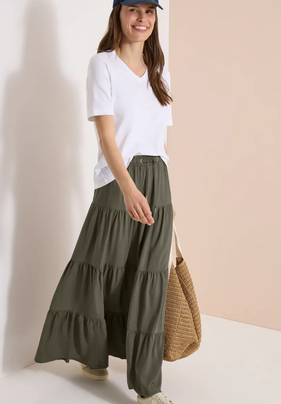 Maxirok met volants en elastische tailleband