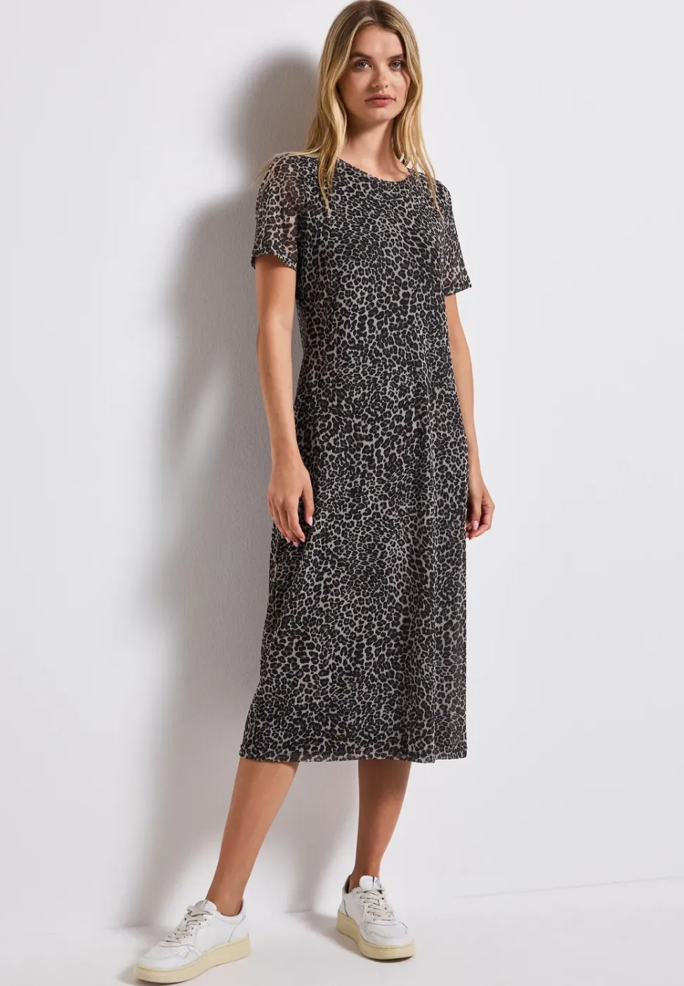 Mesh jurk met leoprint