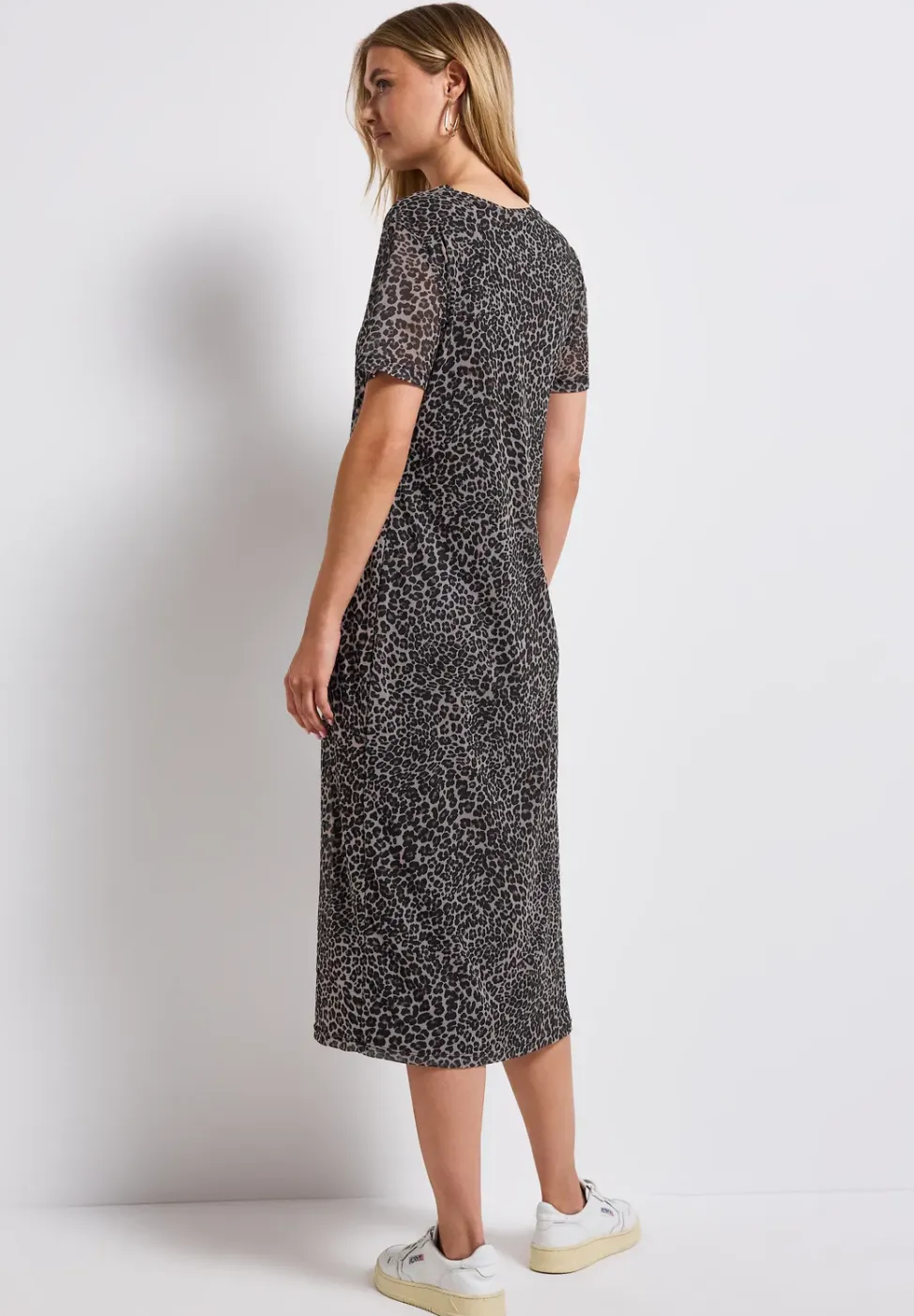 Mesh jurk met leoprint
