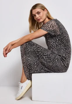 Mesh jurk met leoprint