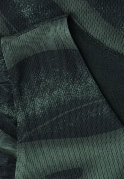 Mesh top met V-hals en print