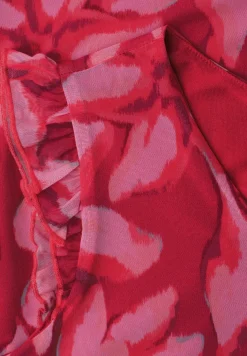 Mesh top met V-hals en print